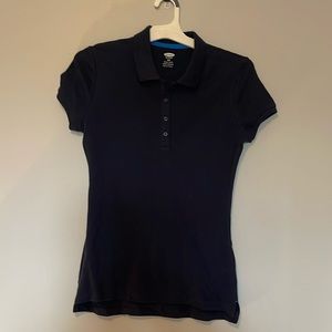 Short sleeve knit polo.